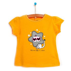 HelloBaby Kız Bebek Ekru Basic Çiçek Baskılı T-Shirt