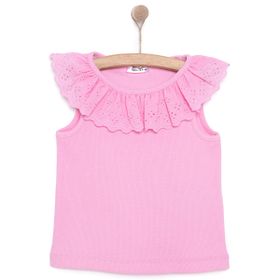 HelloBaby Pembe Romantic Garden Bisiklet Yaka Atlet Kol Kız Bebek Bluz