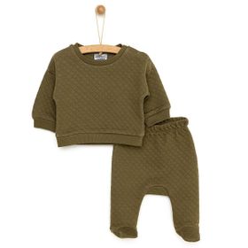 HelloBaby Yenidoğan Kapitone Sweatshirt Patikli Alt Unisex Yeşil 2'li Takım