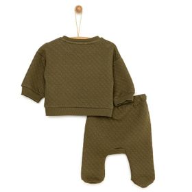 HelloBaby Yenidoğan Kapitone Sweatshirt Patikli Alt Unisex Yeşil 2'li Takım