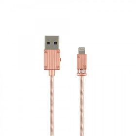 Helt HT-DC04 100 cm Rose Gold Metal Örgü Lightning Şarj ve Data Kablosu