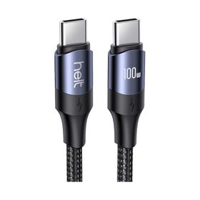 Helt HT-DC15 100W PD Siyah 120 cm Type-C to Type-C İp Örgü Şarj ve Data Kablosu