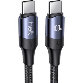 Helt HT-DC15 100W PD Siyah 120 cm Type-C to Type-C İp Örgü Şarj ve Data Kablosu
