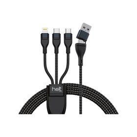 Helt HT-DC17 100 cm USB to Micro + Lightning + Type-C 5in1 İp Örgü Şarj ve Data Kablosu