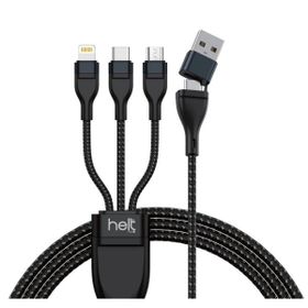 Helt HT-DC17 100 cm USB to Micro + Lightning + Type-C 5in1 İp Örgü Şarj ve Data Kablosu