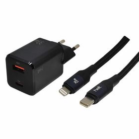 Helt HT-HCH03 Siyah 33W GAN PD+QC 3600 mAh Type-C Lightning Kablo ve Şarj Aleti