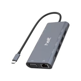 Helt HT-OT01 Gri USB + HDMI + VGA + Type-C + Jack + Ethernet + SD Kart to Type-C Dönüştürücü Kablo