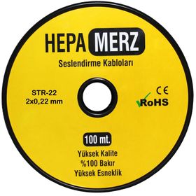 Hepa Merz STR-22 100 m Tam Bakır 2x0.22 Stereo Mikrofon Ses Kablosu
