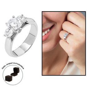 HepNaturel Starlight Diamond Pırlanta Montür Elegance 925 Ayar Gümüş Bayan Tektaş Yüzük