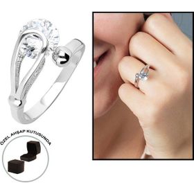 HepNaturel Starlight Diamond Pırlanta Montür Elegance 925 Ayar Gümüş Bayan Tektaş Yüzük