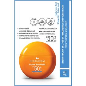 Herbaderm Likit SPF50+ 40 ml Yoğun Nemlendirici Güneş Kremi