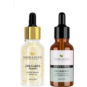 Herbaderm Super Serum 24K Gold Peptide 30 ml ve Collagen+C 30 ml Serum