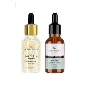 Herbaderm Super Serum 24K Gold Peptide 30 ml ve Collagen+C 30 ml Serum
