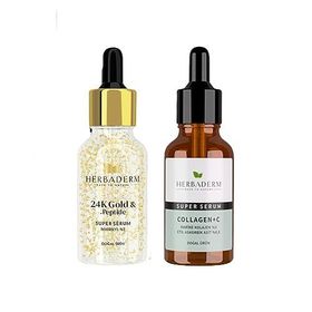 Herbaderm Super Serum 24K Gold Peptide 30 ml ve Collagen+C 30 ml Serum
