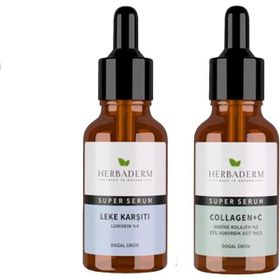 Herbaderm Super Serum 30 ml Leke Karşıtı ve Collagen+C 30 ml Serum