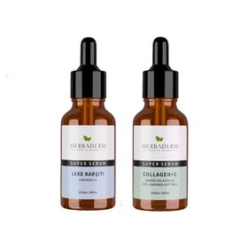 Herbaderm Super Serum 30 ml Leke Karşıtı ve Collagen+C 30 ml Serum