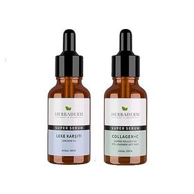 Herbaderm Super Serum 30 ml Leke Karşıtı ve Collagen+C 30 ml Serum