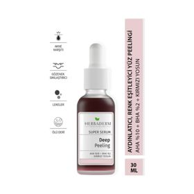 Herbaderm Superserum AHA%10 BHA%2 Kırmızı Yosun 30 ml Yüz Peelingi