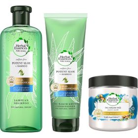 Herbal Essences Herbal Essence Şampuan Bamboo 380 ml Herbal Essences Sülfatsız Güç ve Nem Aloe Bambu Şampuan Saç Bakım Kremi 275 ml Herbal Essences Onarıcı Saç Maskesi 250 ml Fas Argan Yağı