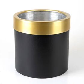 Herdekora Silindir Alüminyum Çemberli Siyah Gold 25x25 cm Saksı