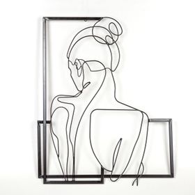 Herdekora Siyah 56x69x3 cm Dekoratif Sırtı Dönük Kadın Figürlü Metal Duvar Panosu