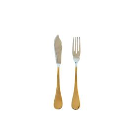 Herdmar Rocco Yarım Gold 24 Parça 12 Kişilik Balık Çatal Bıçak Seti