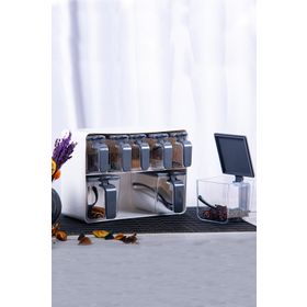 Herevin 161280-815 Gri Beyaz Sekizli Standlı Baharatlık Seti