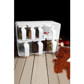 Herevin 161280-815 Gri Beyaz Sekizli Standlı Baharatlık Seti