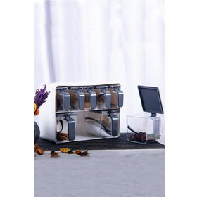 Herevin 161280-815 Gri Beyaz Sekizli Standlı Baharatlık Seti