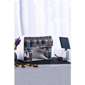 Herevin 161280-815 Gri Beyaz Sekizli Standlı Baharatlık Seti
