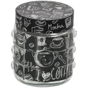 Herevin Coffee Desenli 1 lt Düğmeli Kavanoz