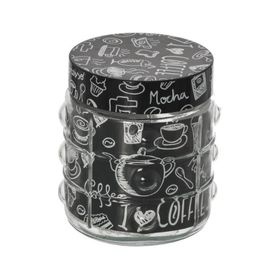Herevin Coffee Desenli 1 lt Düğmeli Kavanoz