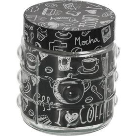 Herevin Coffee Desenli 1 lt Düğmeli Kavanoz