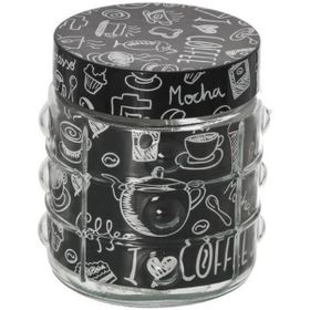 Herevin Coffee Desenli 1 lt Düğmeli Kavanoz