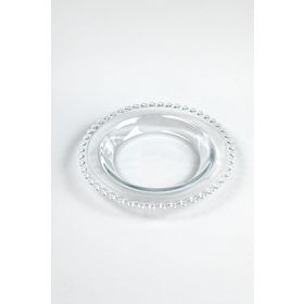 Heritage 1 Adet 15.5 cm Şeffaf Mini Boncuk Kenarlı Cam Çerezlik Sunum Tabağı