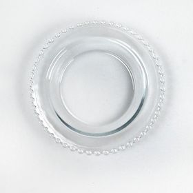 Heritage 1 Adet 15.5 cm Şeffaf Mini Boncuk Kenarlı Cam Çerezlik Sunum Tabağı