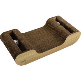Herniks HR2022 Doğal Kedi Otlu ve Zilli Toplu Ahşap 44 cm Kedi Tırmalama Kartonu