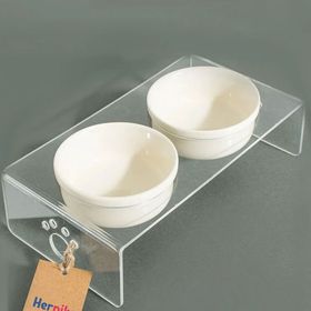 Herniks Pati Desenli Şeffaf Pleksi ve Seramik İkili 30x15 cm Şeffaf Mama Kabı