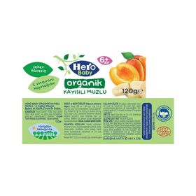 Hero Baby 120 gr Organik Kayısılı Muzlu 12'li Kavanoz Maması