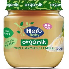Hero Baby 120 gr Organik Muzlu Armutlu Tahıllı Kavanoz Maması