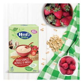 Hero Baby 200 gr Sütlü Kırmızı Meyveli 8 Tahıllı Kaşık Maması