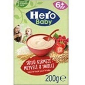 Hero Baby 200gr Sütlü Kırmızı Meyveli 8 Tahıllı Kaşık Maması