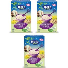 Hero Baby 3x200 gr Gece Sütlü Rezeneli 8 Tahıllı Kaşık Mama