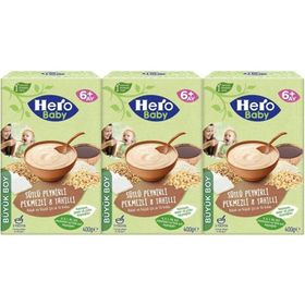 Hero Baby 3x400 gr Sütlü Peynirli Pekmezli 8 Tahıllı Kaşık Maması