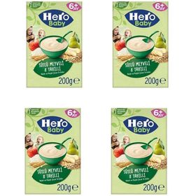 Hero Baby 4x200 gr Sütlü Meyveli 8 Tahıllı Kaşık Maması