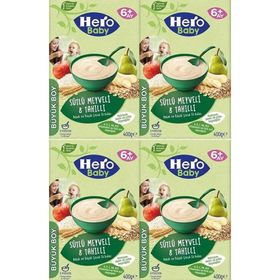 Hero Baby 4x400 gr Sütlü Meyveli 8 Tahıllı Kaşık Maması