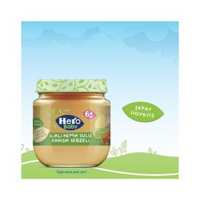Hero Baby 6+ Ay 120 gr İlikli Kemik Sulu Karışık Sebzeli Kavanoz Mama