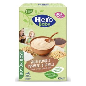 Hero Baby 6+ Ay 400 gr Sütlü 8 Tahıllı Peynirli Pekmezli