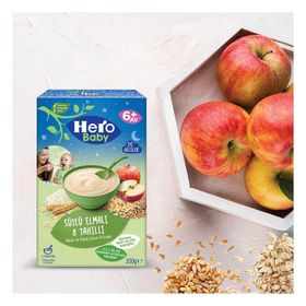Hero Baby 6x200 gr Gece Sütlü Elmalı 8 Tahıllı Kaşık Maması