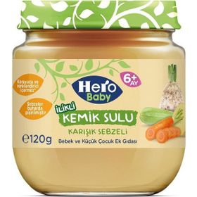 Hero Baby İlikli Kemik Sulu Karışık Sebzeli 12x120 gr Kavanoz Mama
